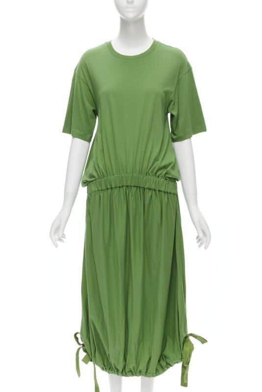 Marni Bow T-Shirt Dress Green Cotton Never worn - Front View
