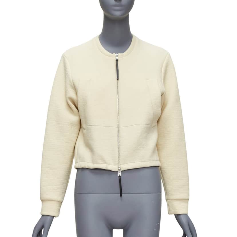 Marni Cream Cropped Bomber Jacket Beige Cotton Never worn - Front View