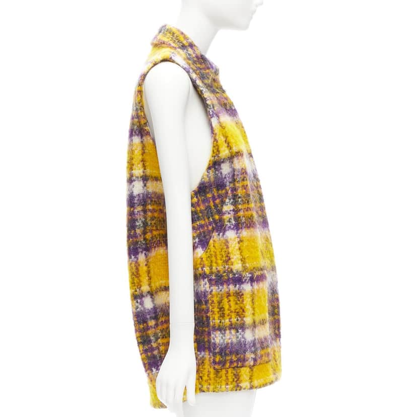 Marni Yellow Plaid Sleeveless Coat Purple Cotton Very good condition - Front View