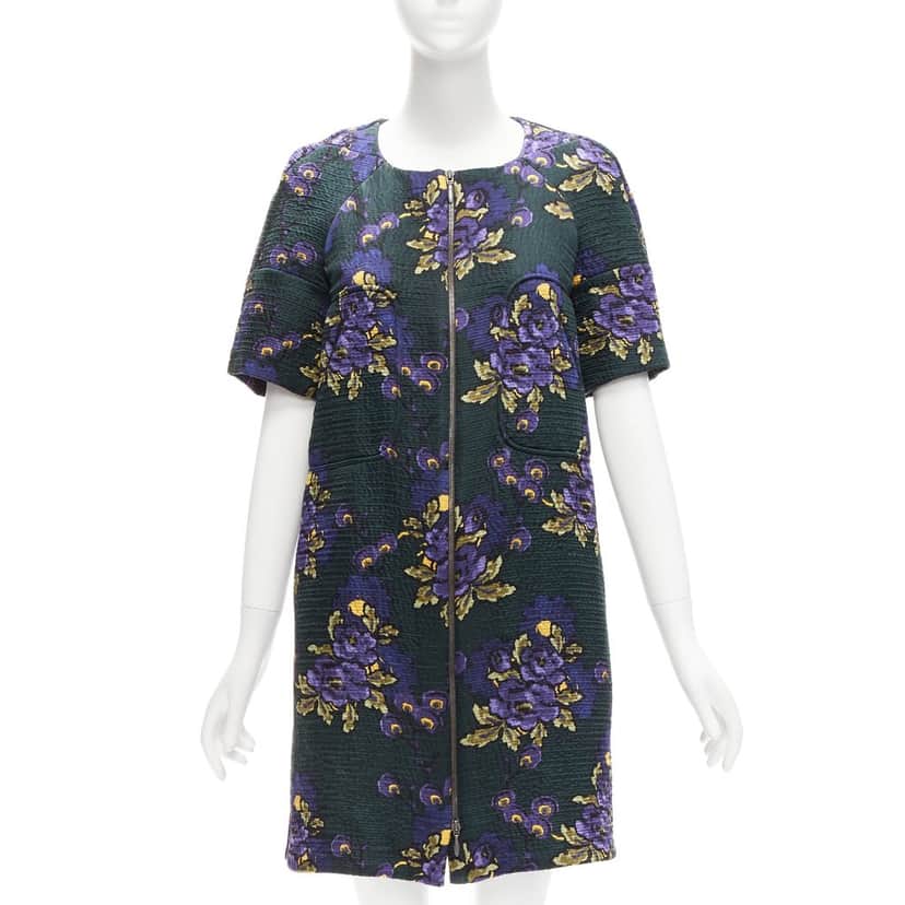 Marni Floral Cloque Dress Green Cotton Never worn - Front View