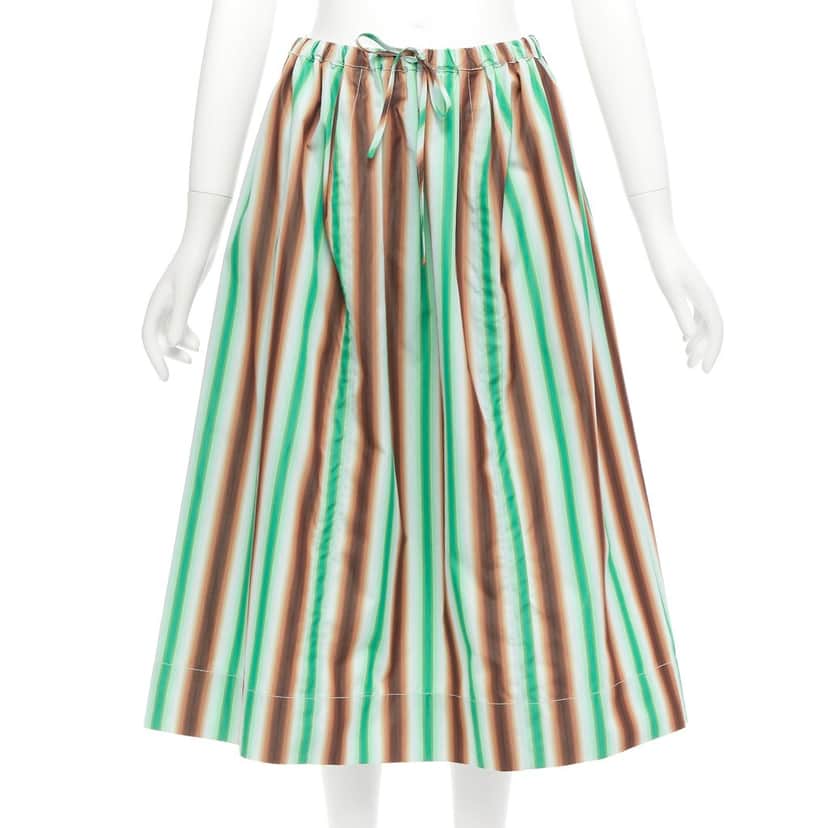 Marni Striped Parachute Skirt Green Cotton Never worn - Front View