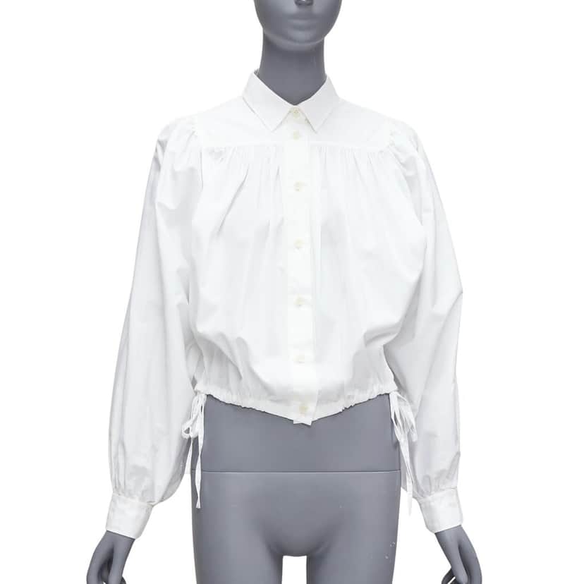 Marni Drawstring Puff Blouse White Cotton Never worn - Front View