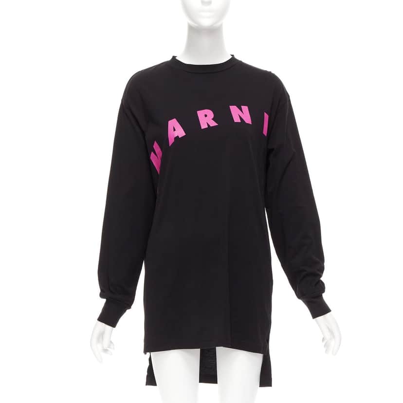 Marni Logo Sweater Dress Black Cotton Very good condition - Front View
