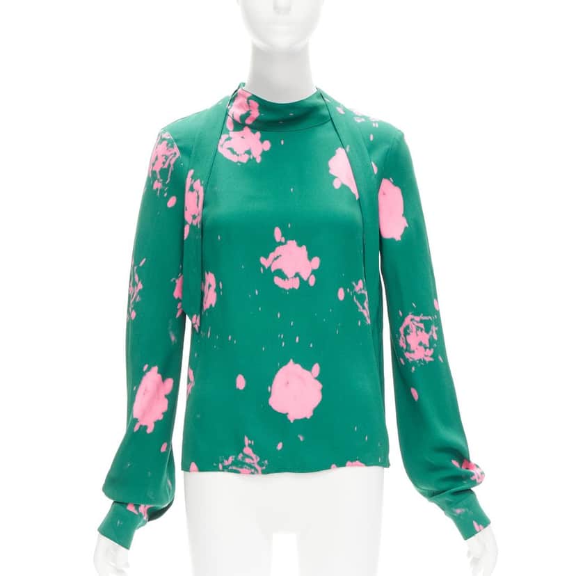Marni Splatter Tie Blouse Green Never worn - Front View