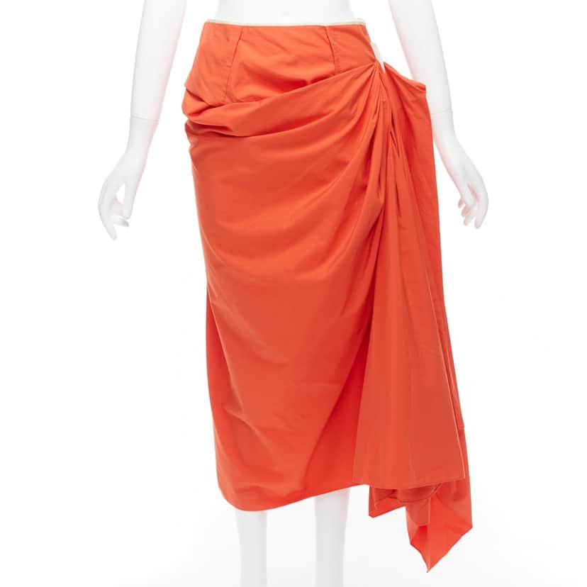 Marni Drape Pencil Skirt Orange Cotton Never worn - Front View