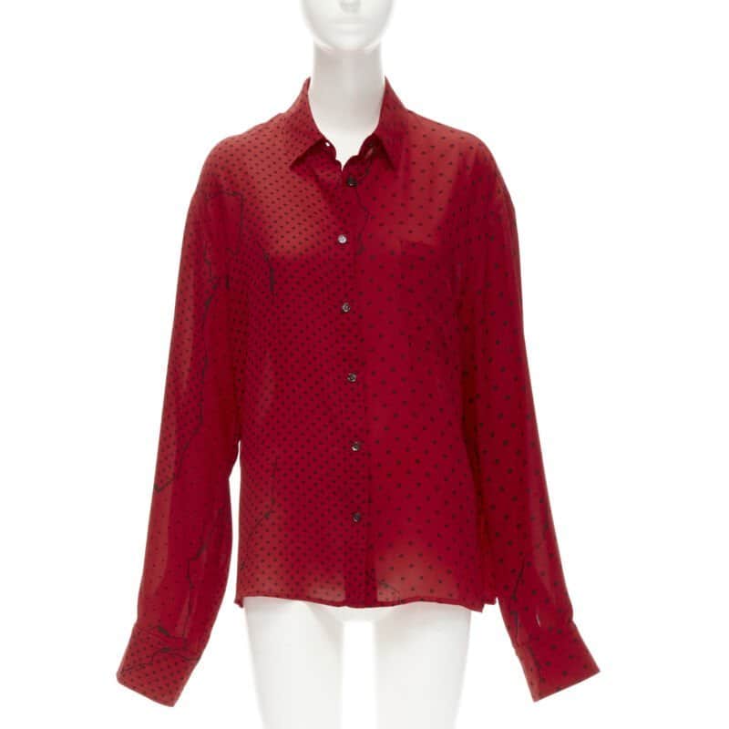 Haider Ackermann Polka Oversized Shirt Red Polyester Never worn - Front View