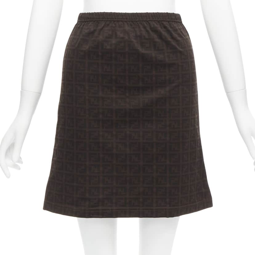 Fendi Zucca A-line Skirt Brown Polyamide Very good condition - Front View