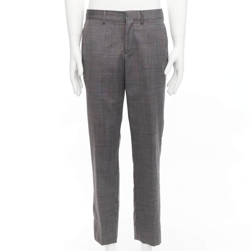 Versace Checkered Cotton Pants Grey Cotton Never worn - Front View