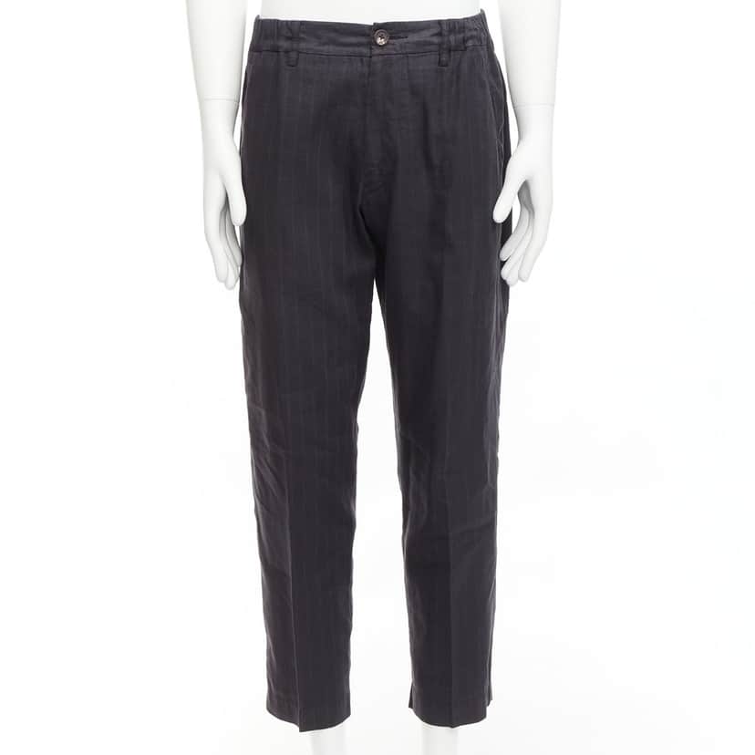 Ziggy Chen Pinstripe Cropped Pants Grey Linen Never worn - Front View