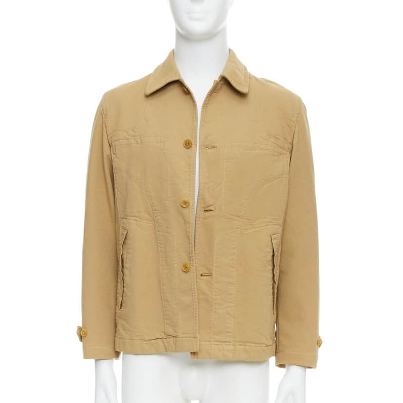 Comme Des Garcons Khaki Topstitch Jacket Beige Cotton Fair condition - Front View