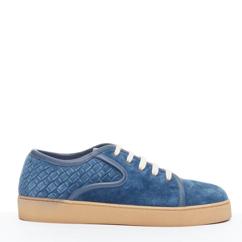 Bottega Veneta Suede Lace Sneakers Blue Suede Fair condition - Front View