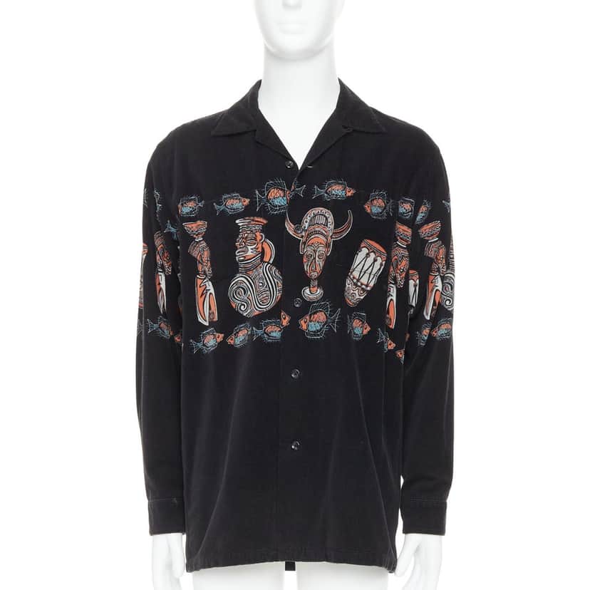 Beams Plus Ethnic Print Overshirt Black Very good condition - Front View