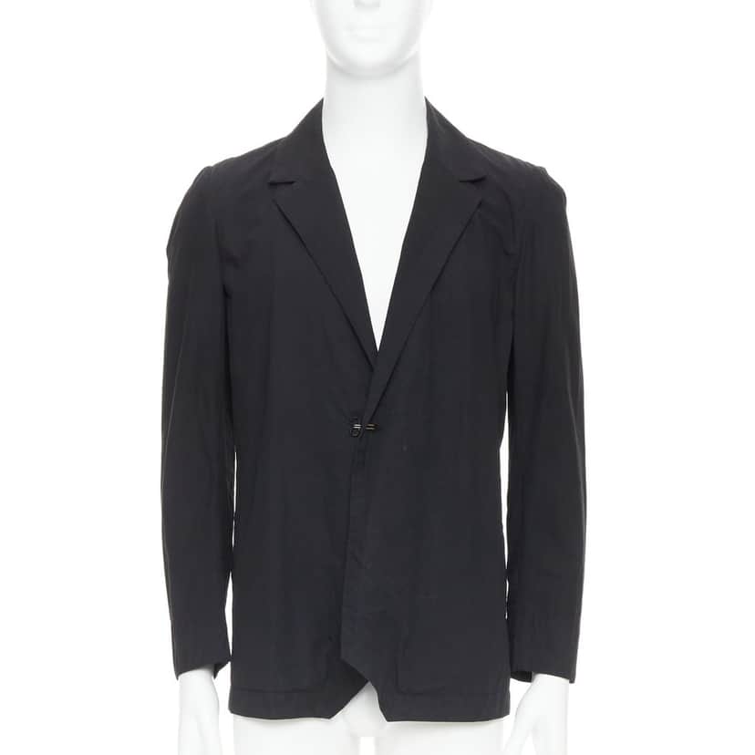 Attachment Angular Hem Blazer Black Cotton Good condition - Front View