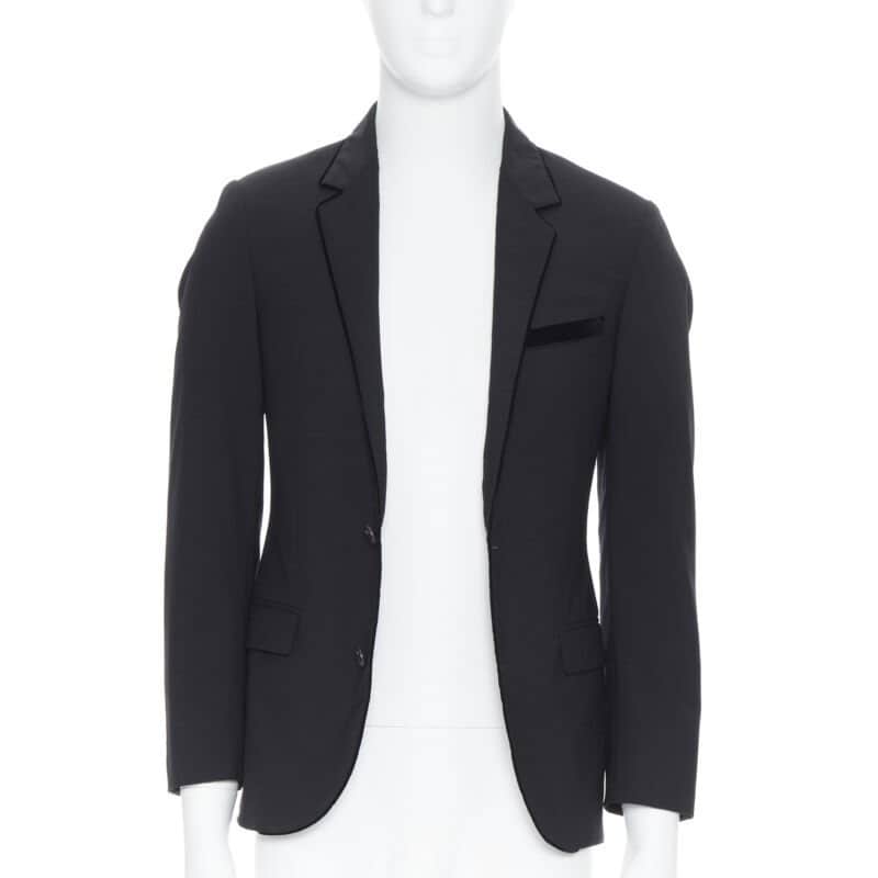 Lanvin Velvet Peak Blazer Black Wool Never worn - Front View