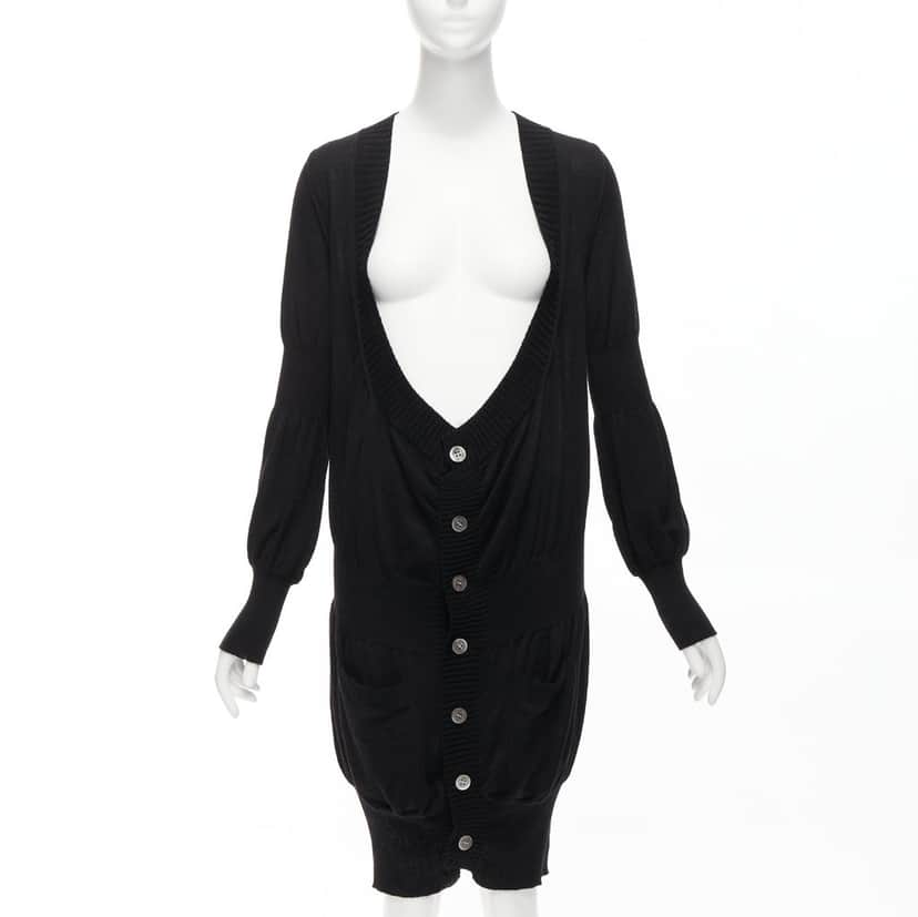 Junya Watanabe Button Up Cardigan Black Wool Never worn - Front View