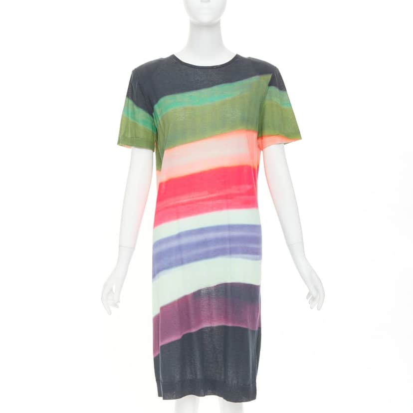 Dries Van Noten Len Lye Border T-shirt Dress MultiColor Cotton Good condition - Front View