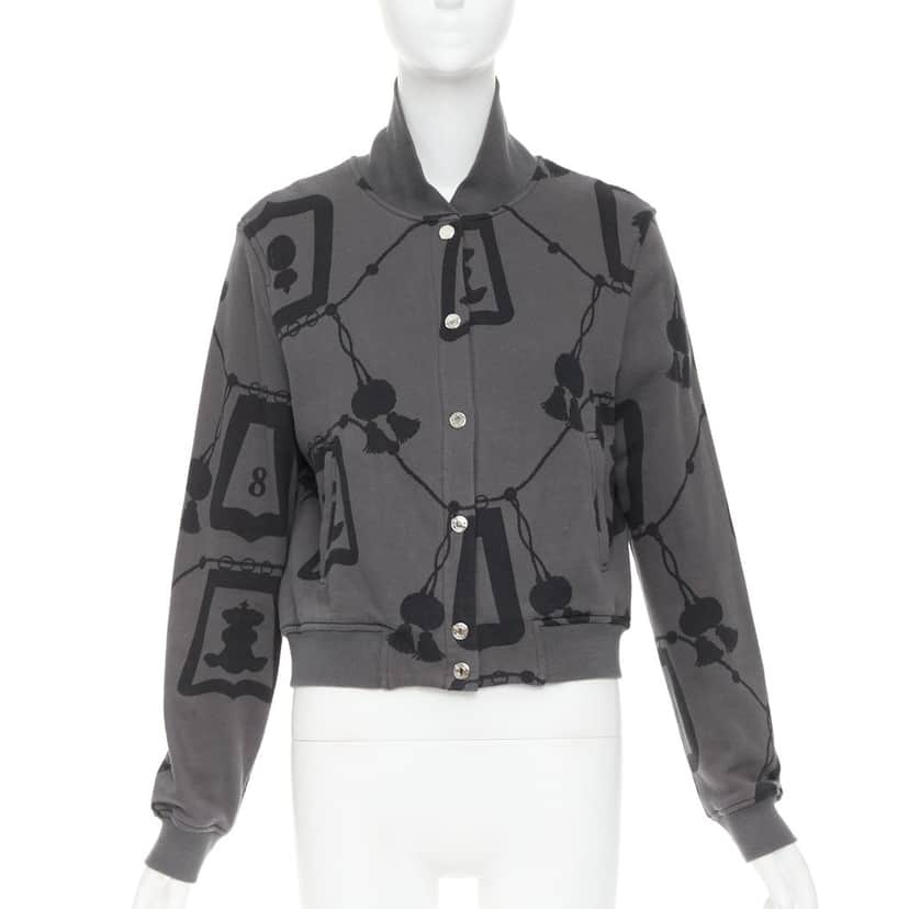 Hermes Poste et Cavalerie Bomber Jacket Grey Cotton Very good condition - Front View