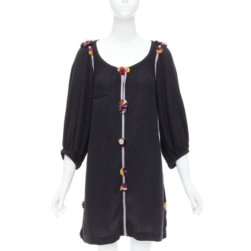 Isabel Marant Boho Pompom Dress Black Polyester Very good condition - Front View