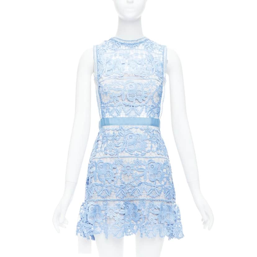 SELF-PORTRAIT Lace Peplum Blue Polyester Very good condition - Front View