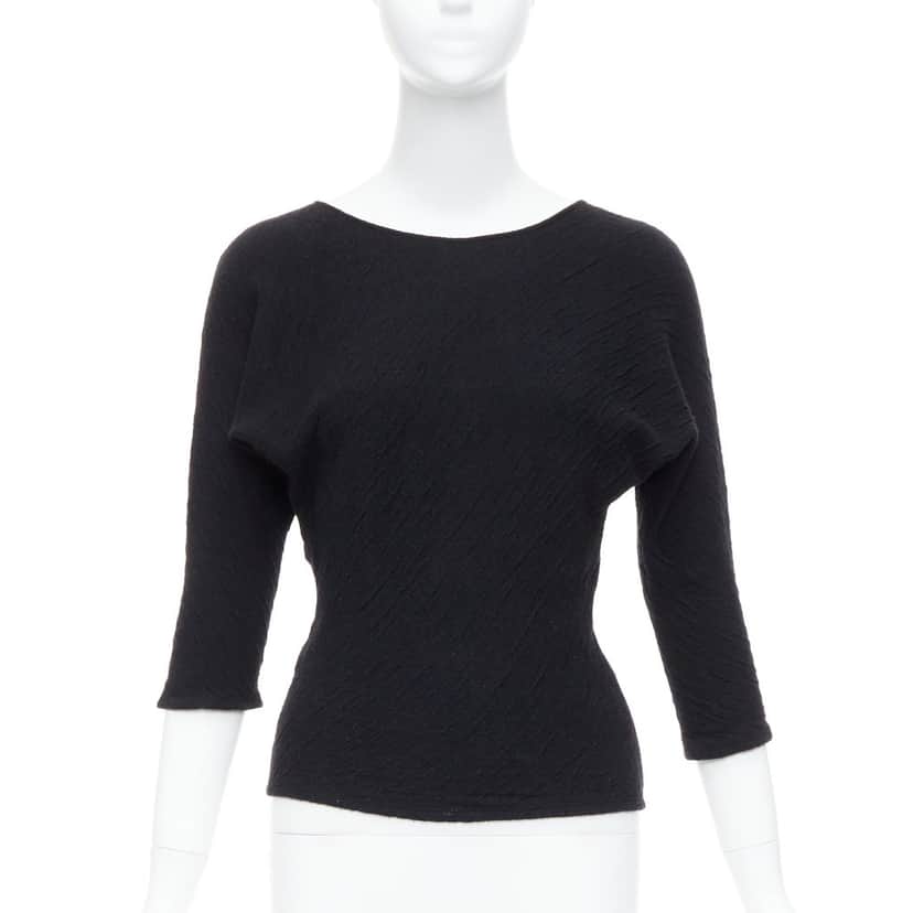 The Row Textured Pullover Top Black Polyester Fair condition - Front View