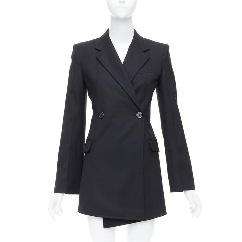 Helmut Lang Flare Long Blazer Black Wool Never worn - Front View