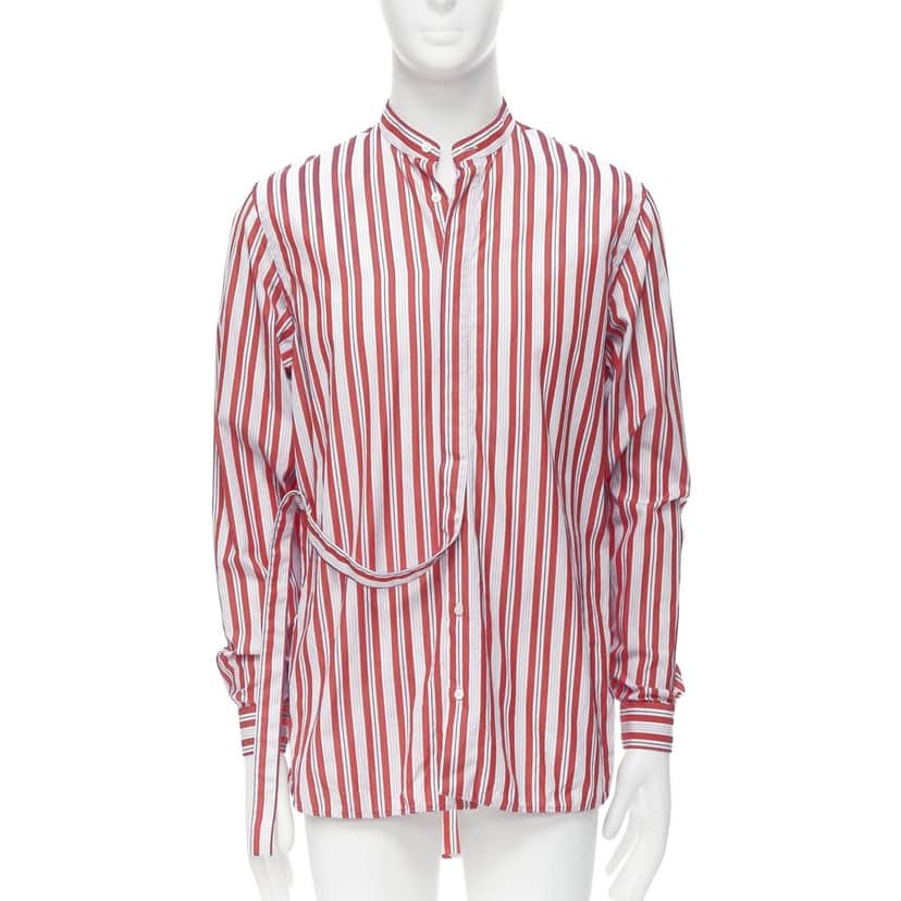 Jil Sander Striped Placket Shirt Red Cotton Good condition - Front View