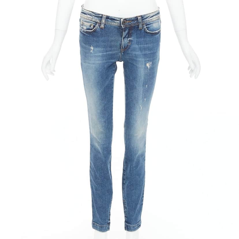 Dolce Gabbana Distressed Matte Jeans Blue Very good condition - Front View