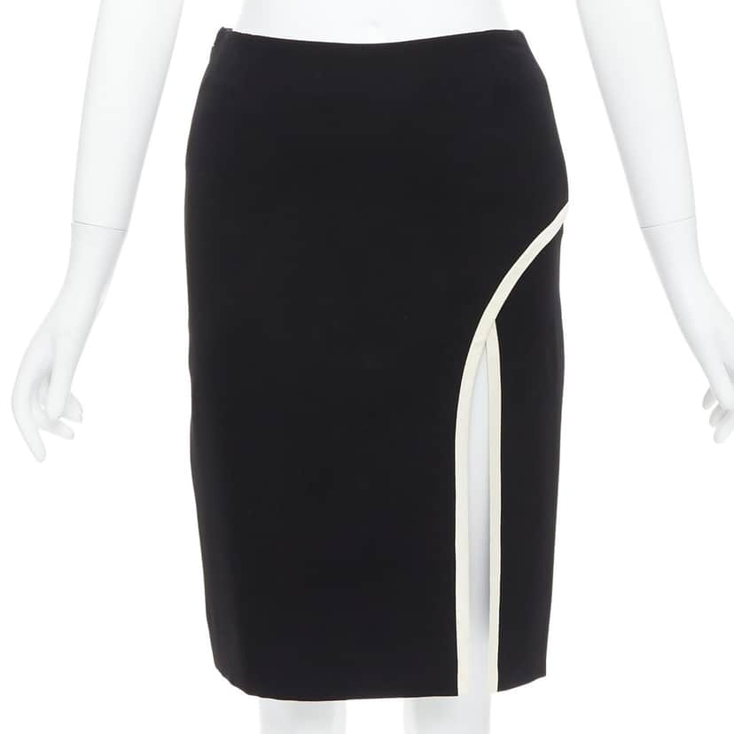 Lanvin Trim Slit Skirt Black Polyester Very good condition - Front View