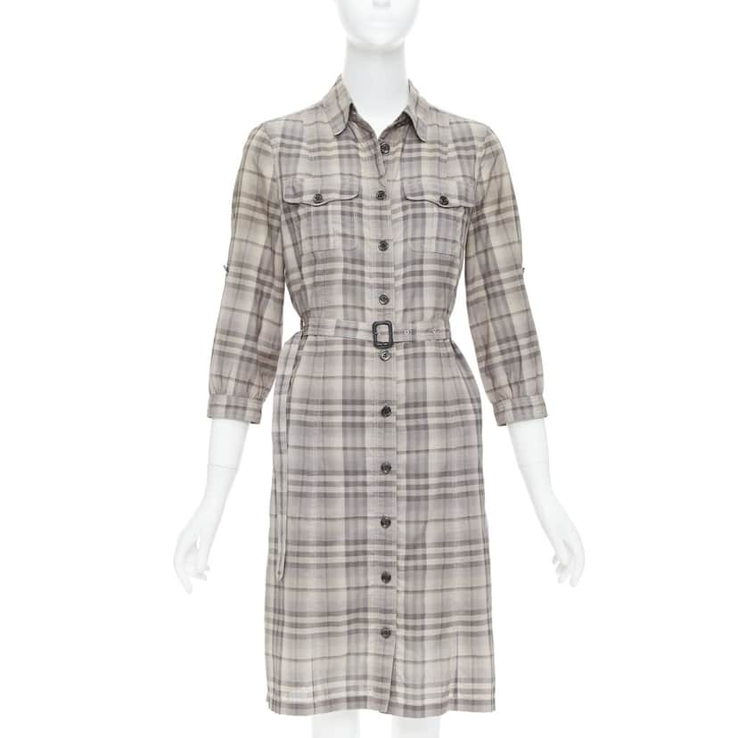Burberry Cowhide Shirt Dress Beige Cotton Good condition - Front View