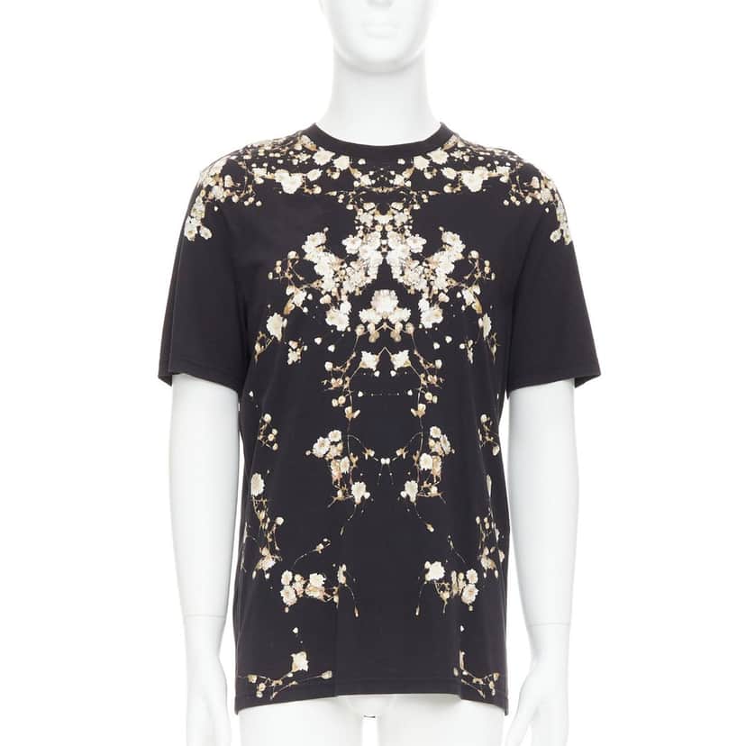 Givenchy Floral Print Tee Black Cotton Very good condition - Front View