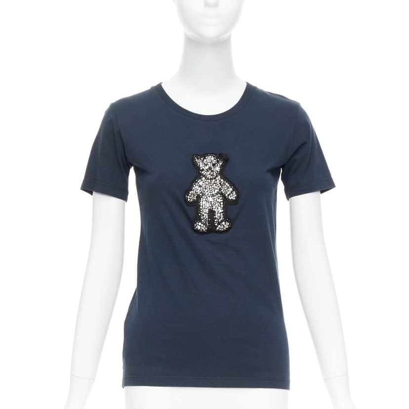 Prada Crystal Bear Tee Black Cotton Good condition - Front View