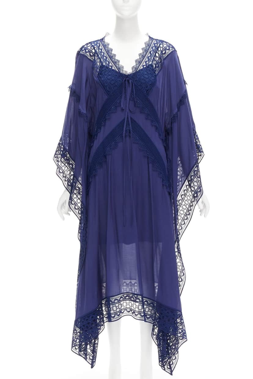 SELF-PORTRAIT Anglais Kaftan Dress Navy Viscose Never worn - Front View