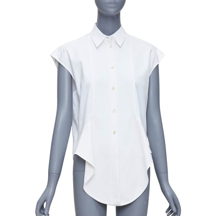 Balenciaga Drape Collared Shirt White Cotton Fair condition - Front View
