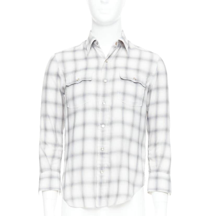 Saint Laurent Snap Button Shirt Grey Polyester Very good condition - Front View