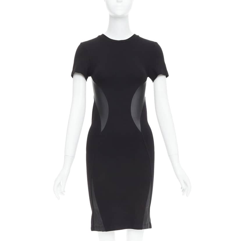 MCQ Leather Bodycon Dress Black Polyester Very good condition - Front View