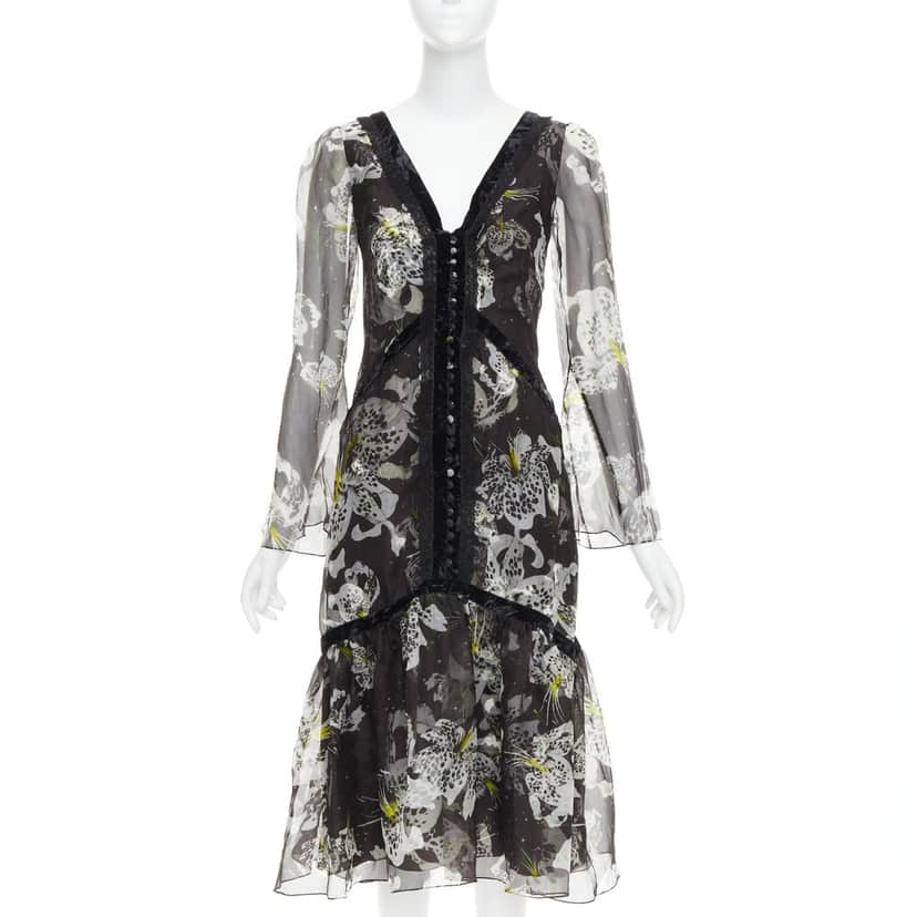 Erdem Makayla Black Silk Never worn, with tag - Front View