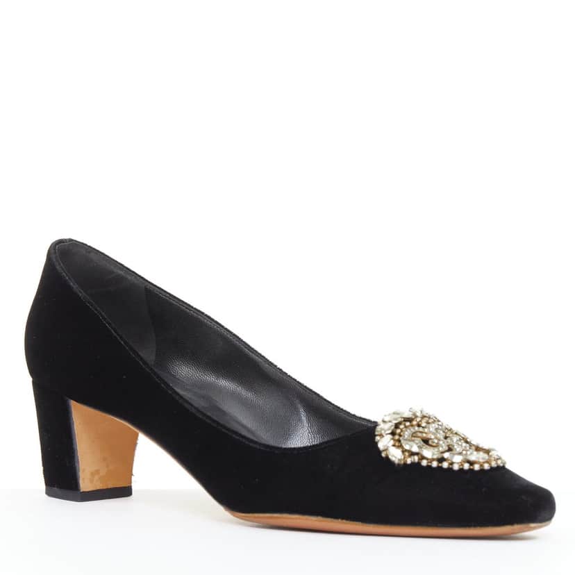 Manolo Blahnik Okkato Black Velvet Fair condition - Front View