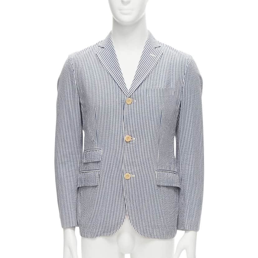 Junya Watanabe Striped Cotton Blazer Blue Cotton Never worn - Front View