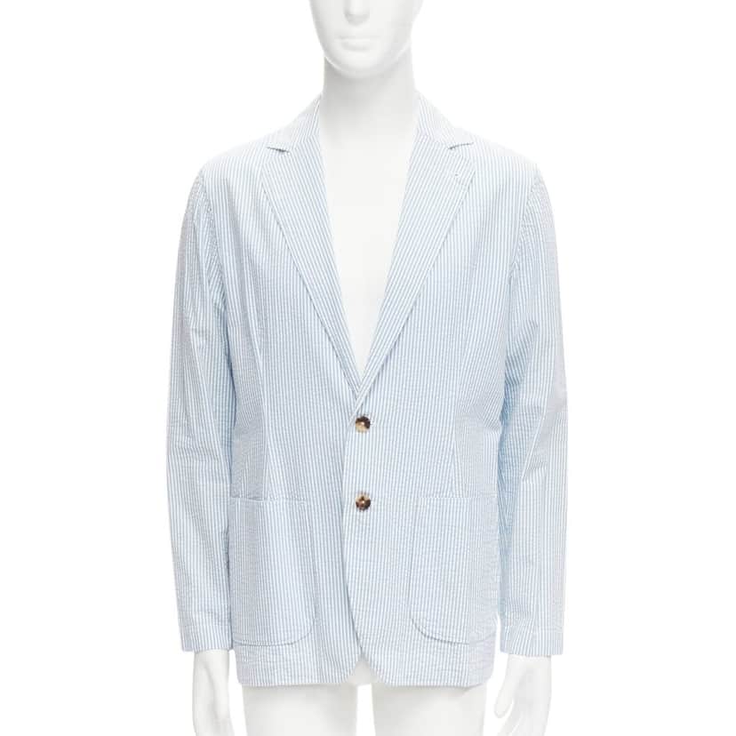 Lardini Stripe Button Blazer Blue Cotton Good condition - Front View