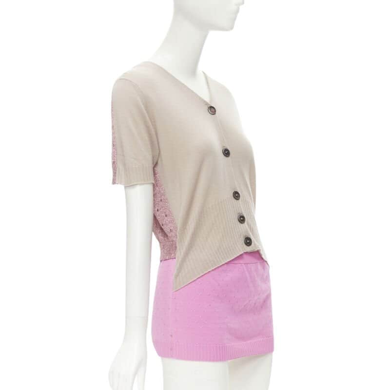 Louis Vuitton Layered Cardigan Khaki Polyamide Never worn - Front View