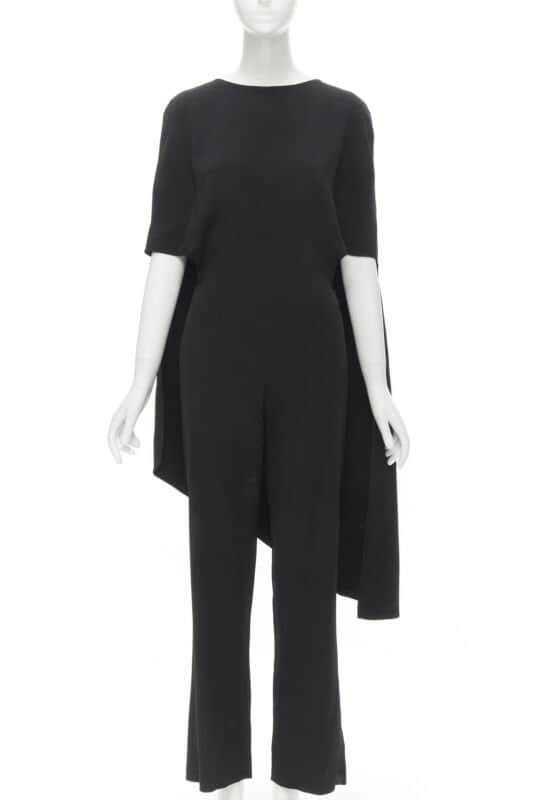 ESTEBAN CORTAZAR Open Back Cape Jumpsuit Black Viscose Good condition - Front View