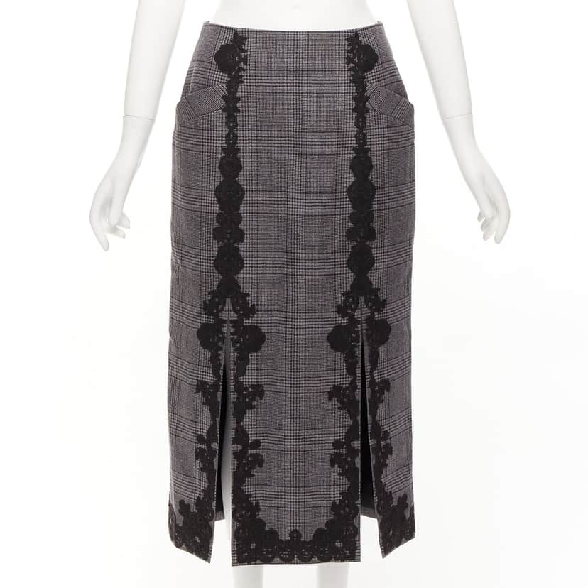 Jonathan Simkhai Houndstooth Pencil Skirt Black Wool Never worn - Front View