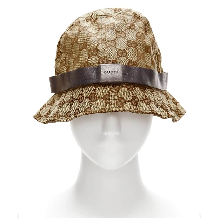 Gucci Brown GG Bucket Hat Beige Very good condition - Front View