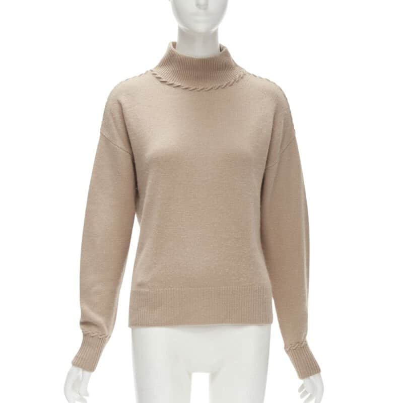 Theory Whipstitch Turtleneck Brown Cashmere Very good condition - Front View