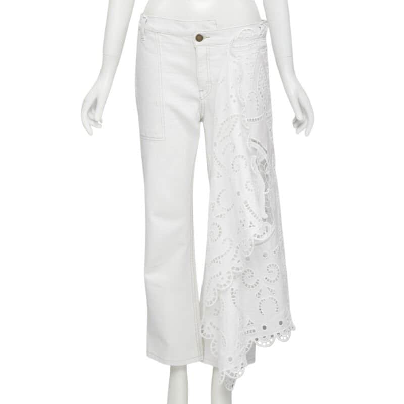 Monse White Draped Straight Jeans White Cotton Very good condition - Front View
