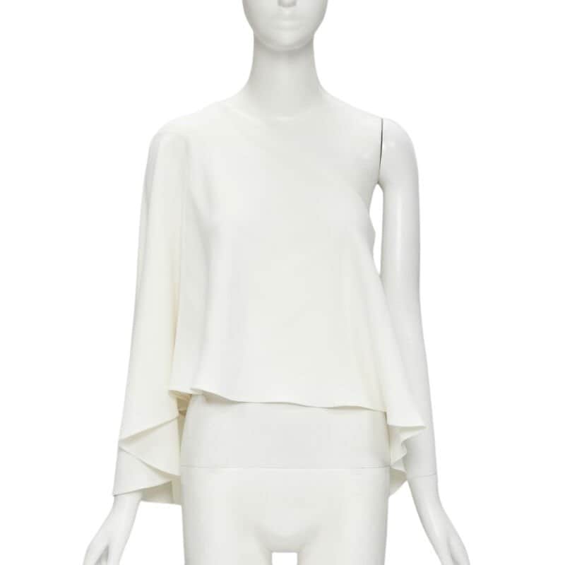 Roland Mouret Draped Cascade Top White Viscose Very good condition - Front View
