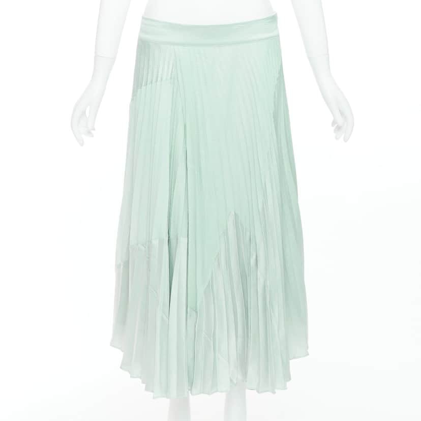 Vince Fabric Panel Skirt Green Polyester Good condition - Front View