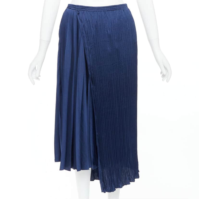 Vince Elastic Plisse Skirt Navy Polyester Very good condition - Front View