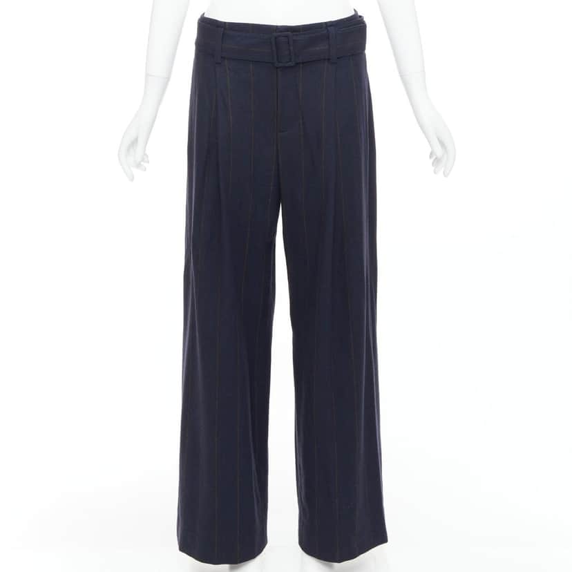 Vince Pinstripe Wide Pants Navy Wool Very good condition - Front View
