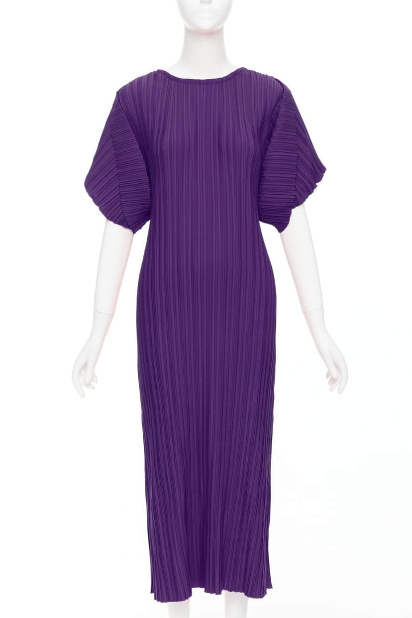 Bambah Plisse Midi Dress Purple Polyester Never worn, with tag - Front View